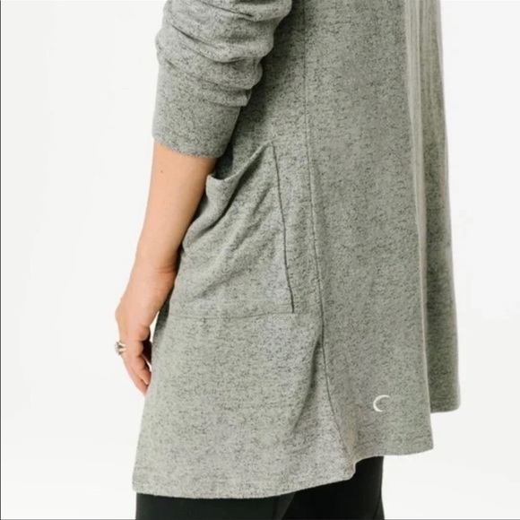 Zyia Active Lounge Boyfriend Cardigan Open Front Pockets Army Green XXXL - Picture 2 of 13